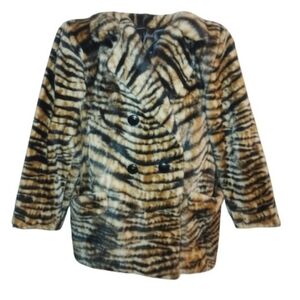 VINTAGE But NEVER WORN! Fabulous Animal Print Faux Fur Jacket 1980's Sz Medium